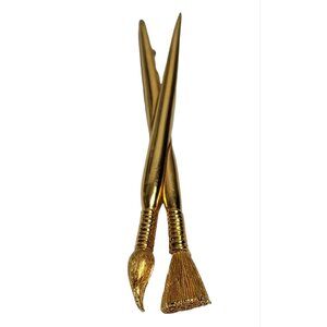 Carolee Vintage Gold Tone Artist Paint Brushes Pin Brooch, Signed